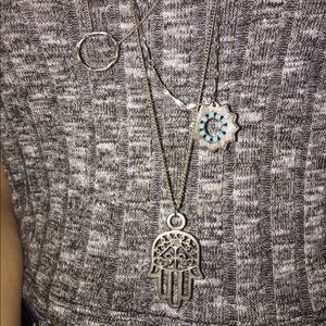 Belly button length Hamsa Hand necklace